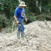 Lucky Joe detects some freshly dug gravels with his Gold Bug Pro.